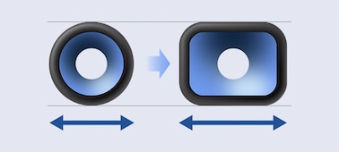 Comparación de la forma rectangular única del X-Balanced Speaker Unit con un parlante convencional