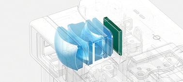 Ilustración del interior y un primer plano del visor